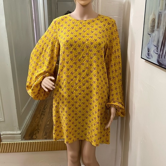 No.6 Store Yellow and Purple Floral Dress silk - Picture 4 of 14